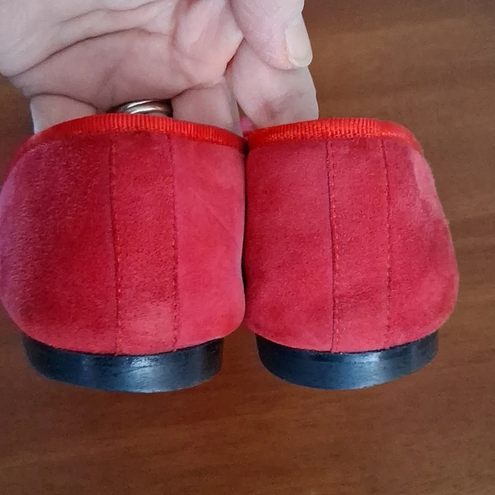 Pretty Ballerinas Red Suede Ballet Flats Leather Made In Spain sz 37 (US 6.5M) - Picture 7 of 9